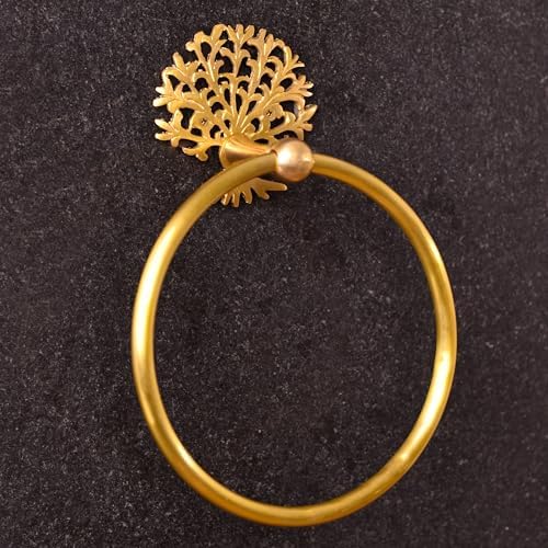 IndianShelf Premium Tree Design Brass Towel Ring 1