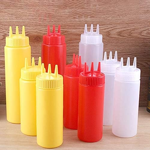 Kasuki 3 Hole Squeeze Bottle Condiment Dispenser Yellow-L