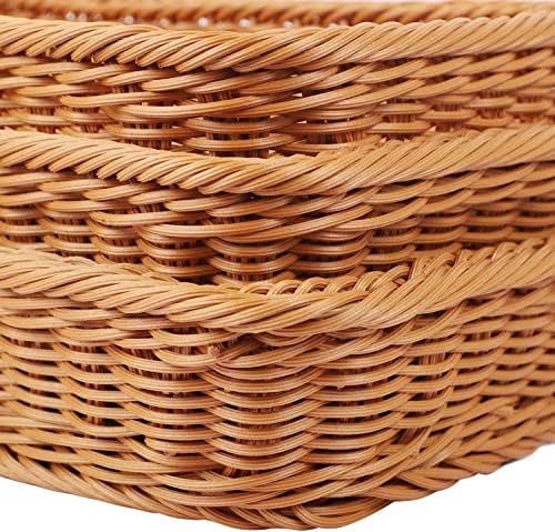 KEILEOHO 3 Pack 12 Inch Poly Wicker Bread Baskets 1