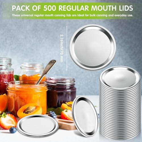 Honeydak 500 Pcs Regular Mouth Canning Lids Airtight Reusable