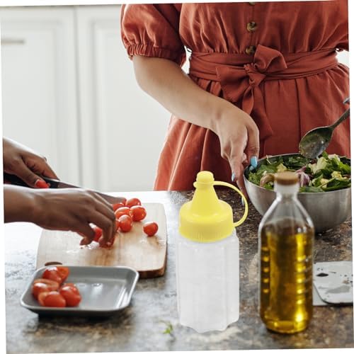 4 Pack Refillable Condiment Squeeze Bottles Yellow Kitchen Tools