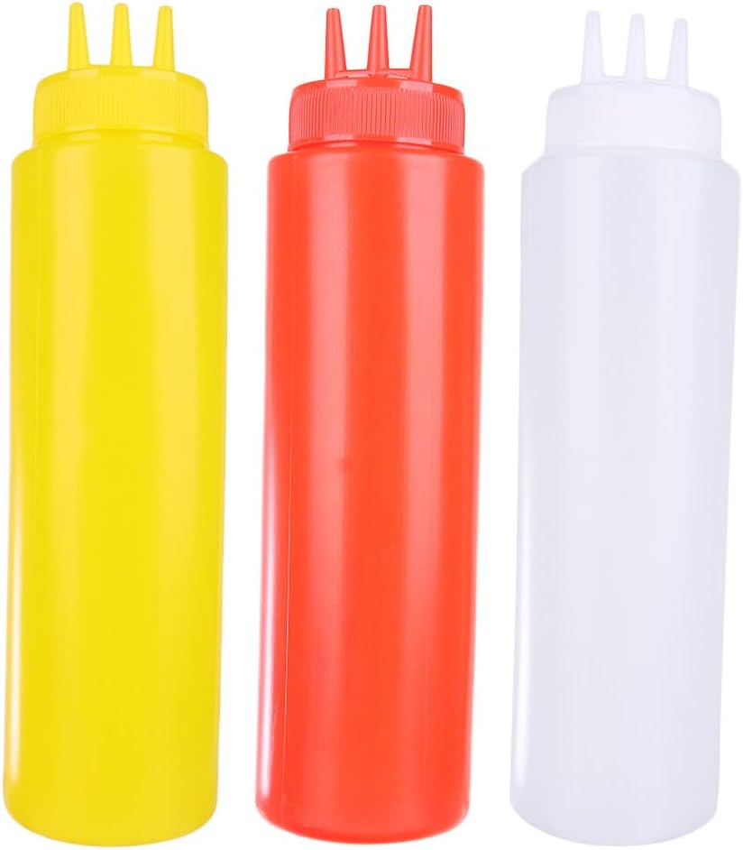 Vctitil 3 Pcs Condiment Squeeze Bottles with Leak Proof Design