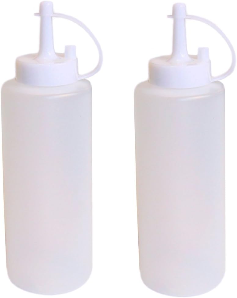 2 Clear Plastic Squeeze Bottle Condiment Dispenser for Ketchup Mustard Sauce