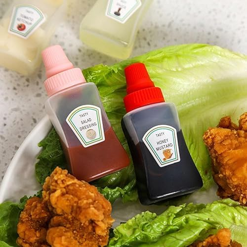ZOHIKO Mini Ketchup Bottle 2 Count Portable Squeeze Bottles