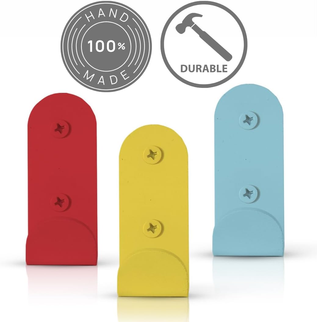 Colourful Heavy-Duty Wall Hooks Set of 3 - Stylish Sturdy