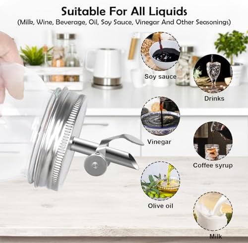 Houjioes 2Pack Spout Lids for 275 Mason Jars