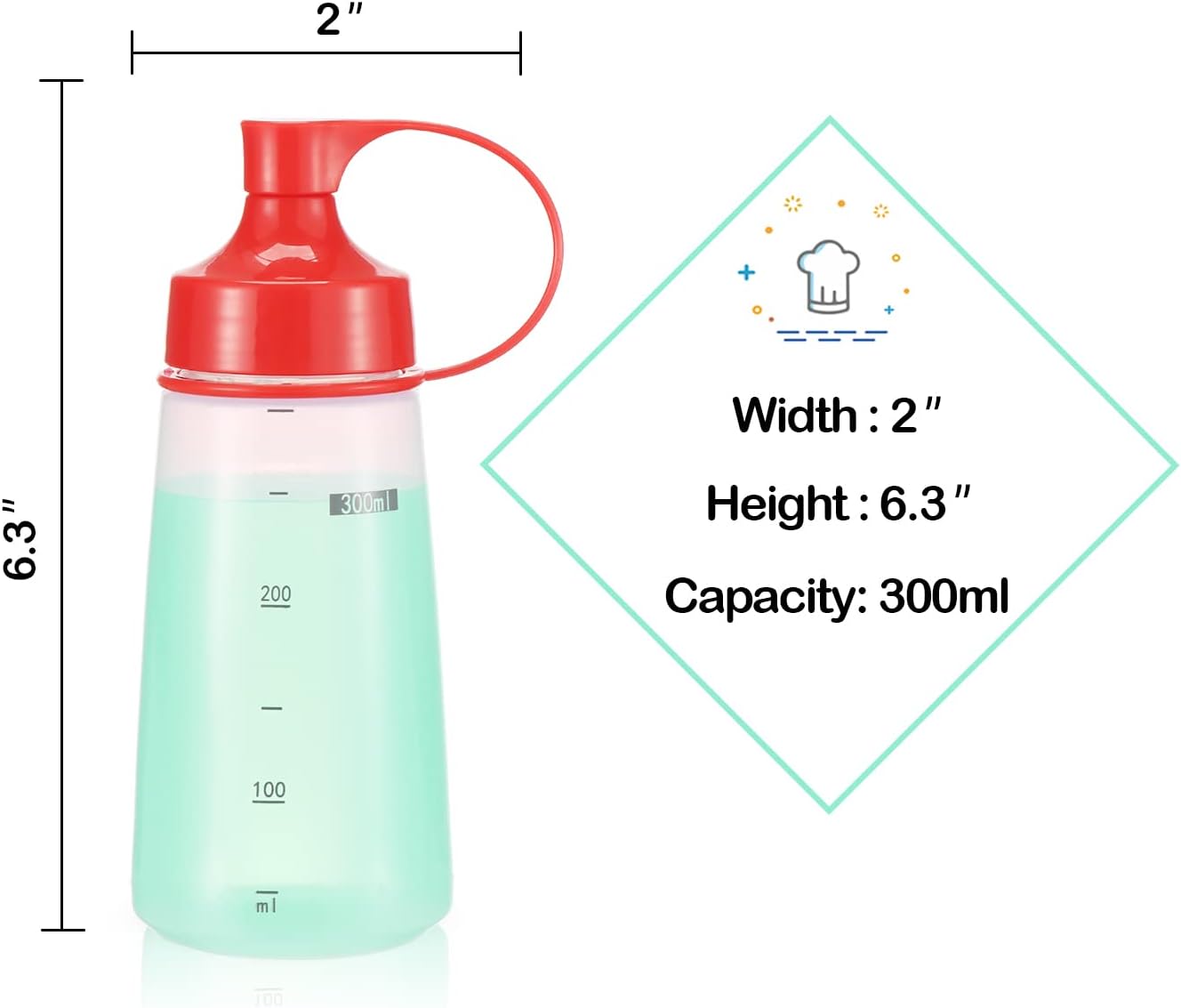 oiununo Squeeze Bottles Wide Mouth Pack of 2 Red 300 mL