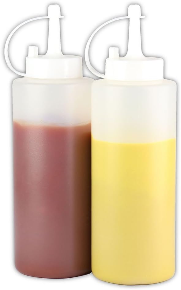 2 Pcs Clear Squeeze Bottles 12 oz for Kitchen Use