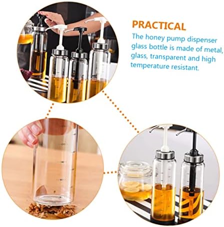 DECHOUS 500ml Glass Honey Pot Pump for BBQ and Indoor Events