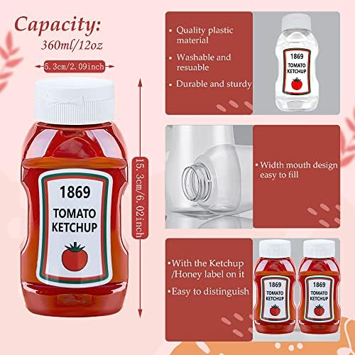 WXOIEOD 4-Pack Condiment Squeeze Bottles 360ml12oz