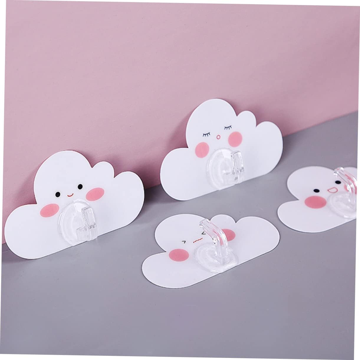 Vaguelly 12Pcs Cartoon Cloud Wall Hooks Adhesive Bathroom Hangers