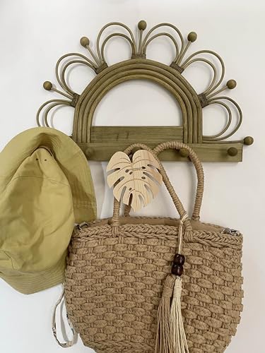 YISSEN Rattan Wall Hooks Entryway Shelf Organizer