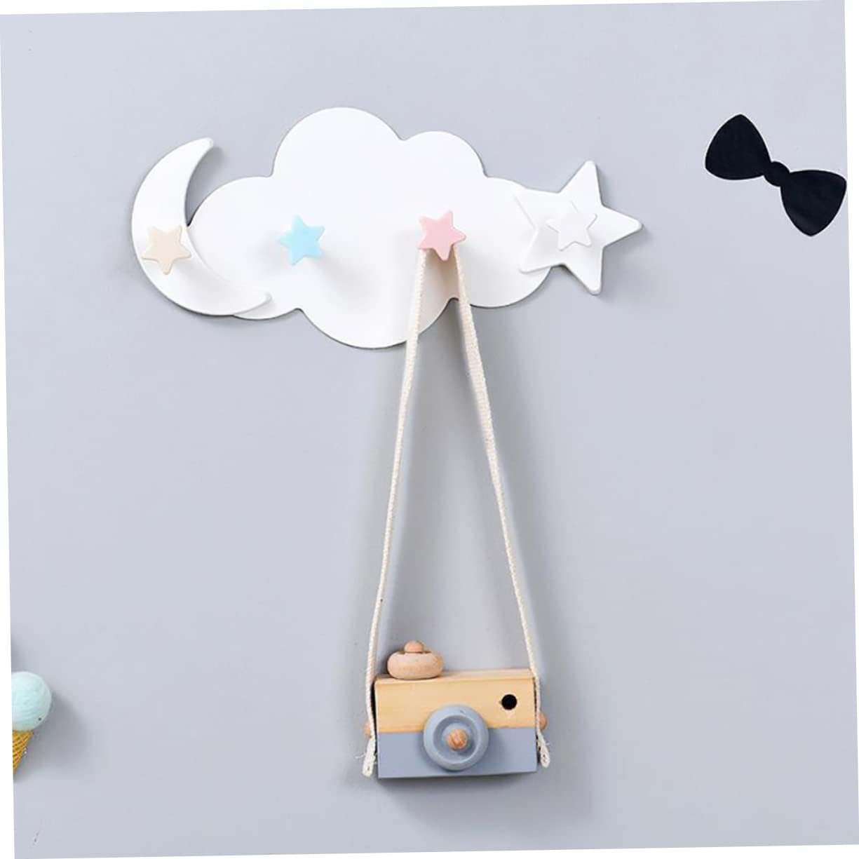 Ciieeo 2pcs Star Moon Wall Hooks for Coats Keys Towels