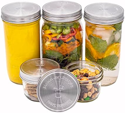 Mason Jar Lifestyle 5 Pack Heavy Duty Lids with Silicone Liners