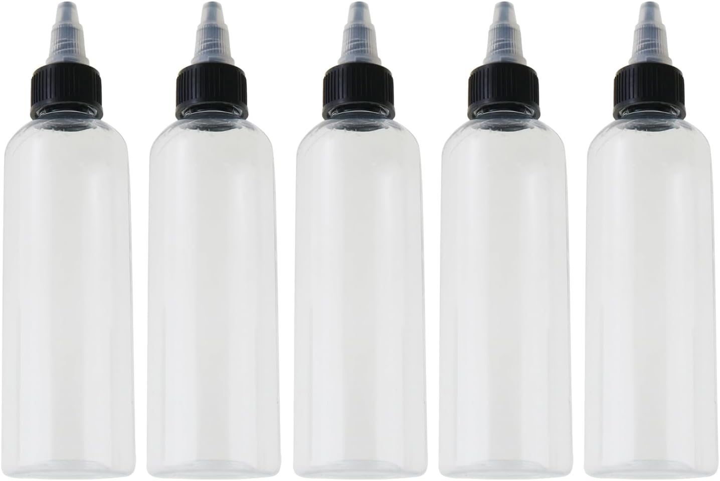 LUORNG 5pcs Condiment Squeeze Bottles 4 oz Empty Plastic Twist Top Dispensing Set