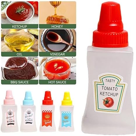 ZOHIKO Mini Ketchup Bottle 2 Count Portable Squeeze Bottles
