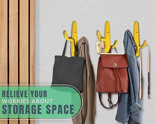 Comfify Yellow Cactus Wall Hooks Set of 3