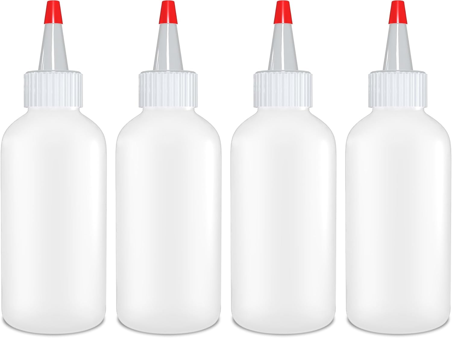 BRIGHTFROM 4 Oz Squeeze Bottles - Pack of 4 Red Top