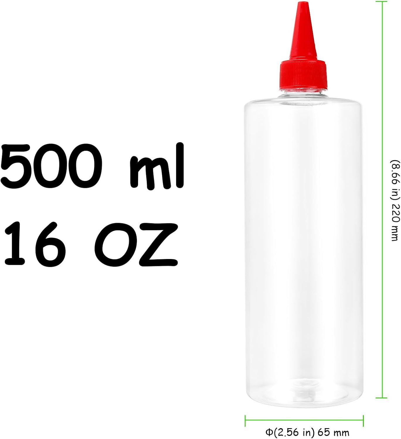 12 PCS 16 oz Clear Plastic Squeeze Bottles with Twist Top