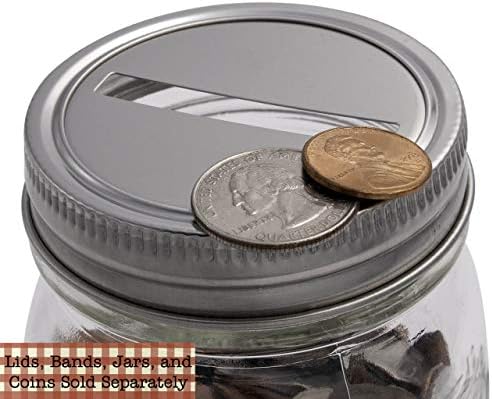 Stainless Steel Coin Slot Bank Lid Inserts 10 Pack Regular Mouth