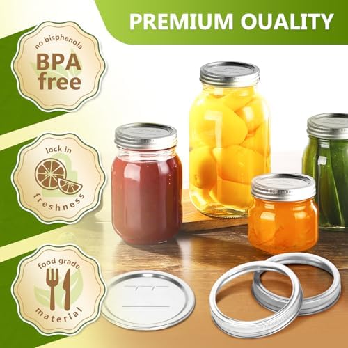 FGSAEOR 52Pcs Wide Mouth Canning Lids Bands Set