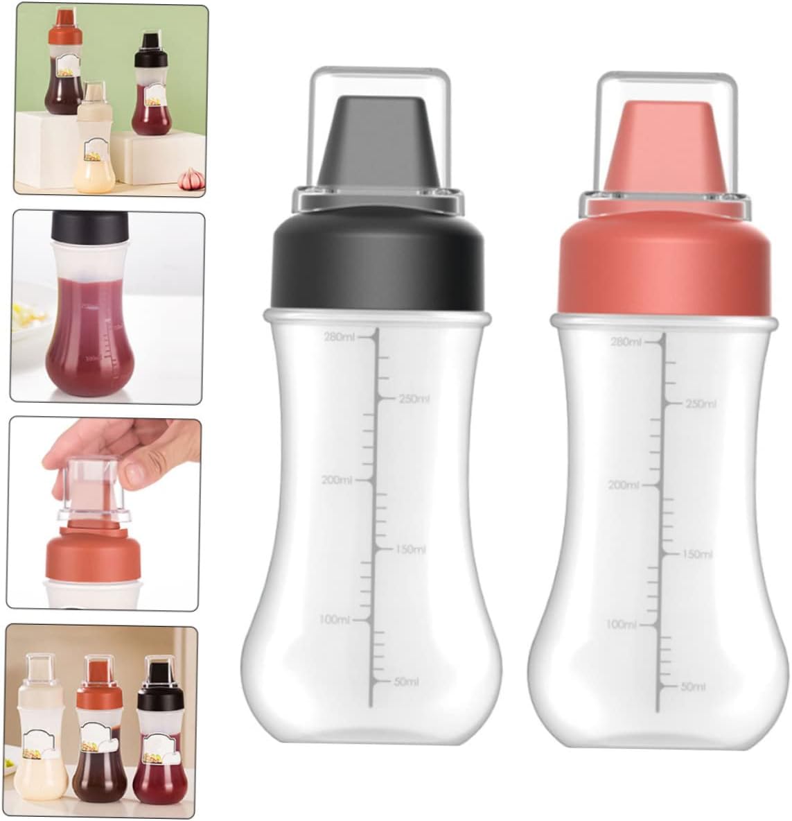 FELTECHELECTR Ketchup Squeeze Bottles 2 Pack with Scale