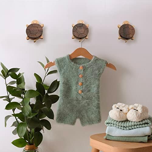 WONQEXZ Wall Hook Set of 3 Turtle Shape Wooden Hooks