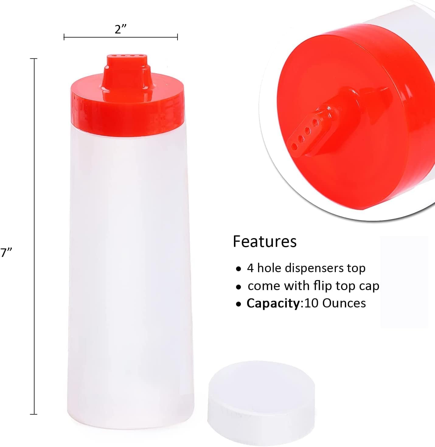 Melostu 4-Hole Condiment Squeeze Bottles 2-Pack