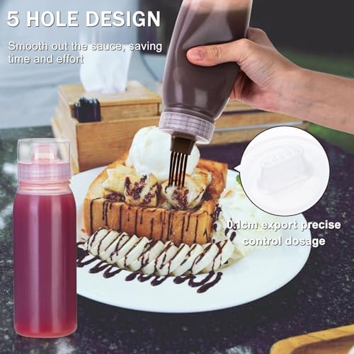 Uceoo 4 Pack Porous Squeeze Bottles with 5 Nozzles and 4 Funnels