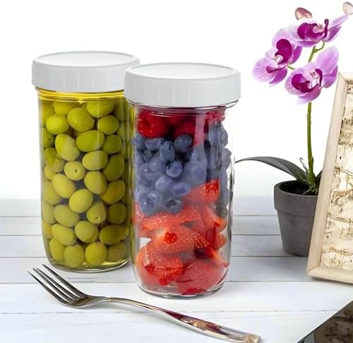 48Pcs White Plastic Canning Lids for Mason Jars 1
