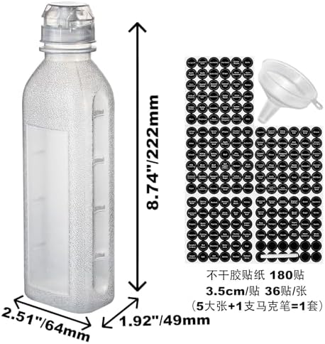 Uceoo 2 Pack Condiment Squeeze Bottles with Funnels and Labels