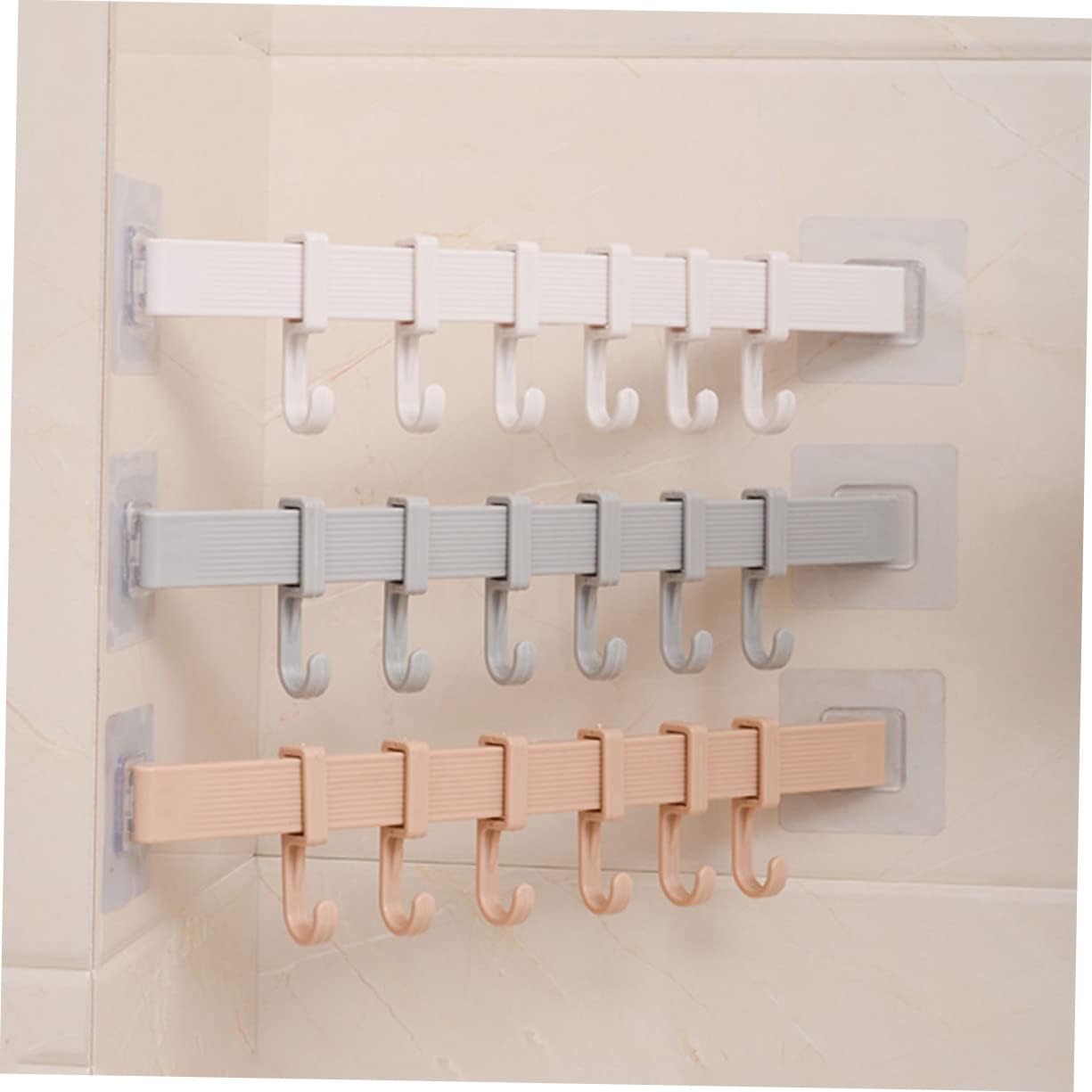 LIFKOME 3Pcs Sticky Hook Rack for Kitchen and Bathroom