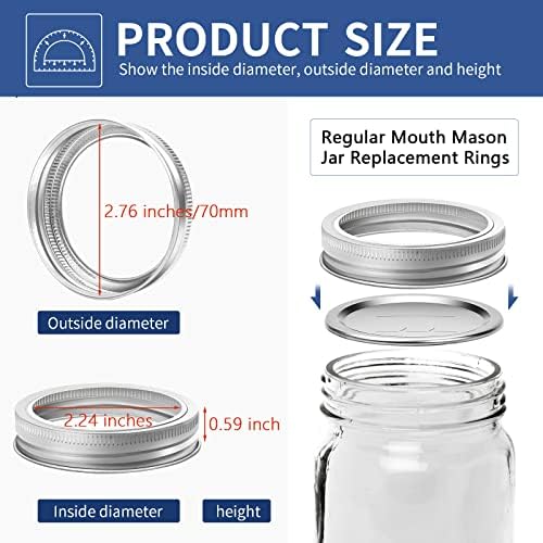 Yokudo Regular Mouth Canning Rings 24 PCS - Leakproof Reusable