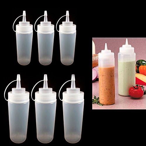 6 Clear Plastic Squeeze Bottles 12Oz Condiment Dispenser