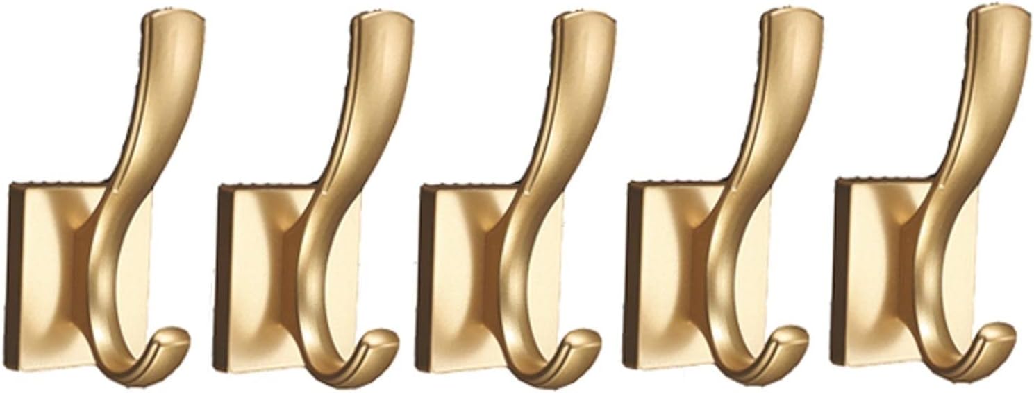 5-Piece Gold Wall Mounted Coat Hook Rack