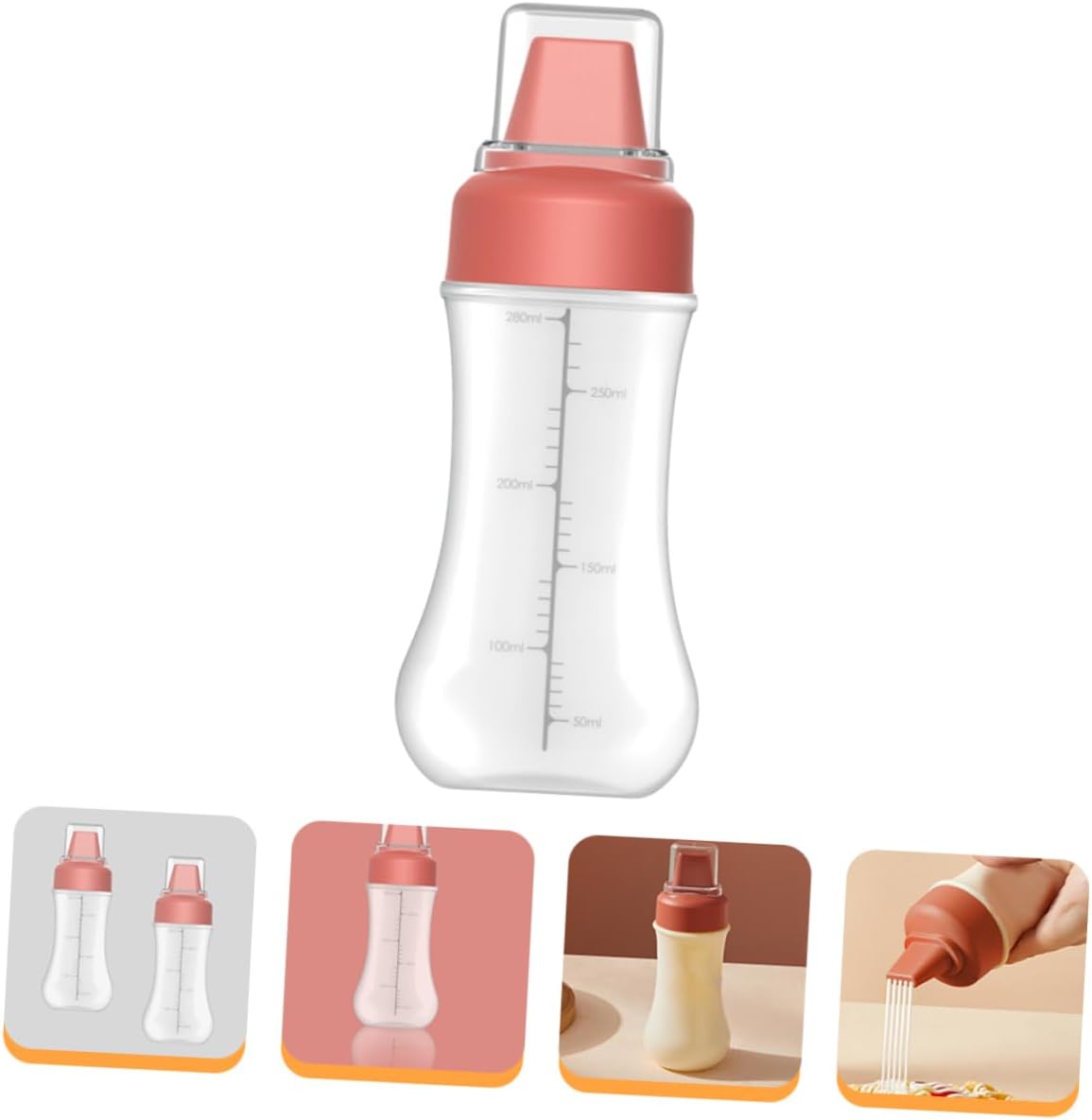 COLLBATH Plastic Condiment Squeeze Bottles with 5 Holes for Syrup and Ketchup