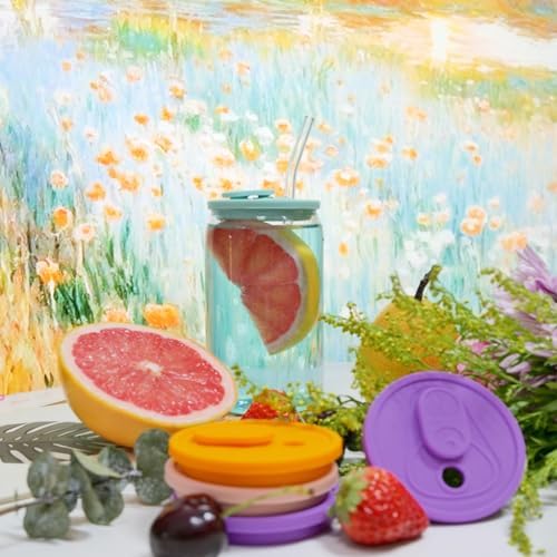 4 Pack Silicone Lids for 16OZ 20OZ 24OZ Glass Cups