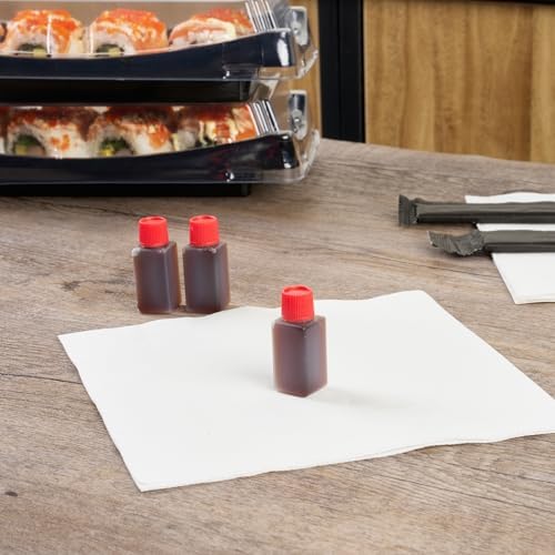 Restaurantware Mini Soy Sauce Bottles 6 mL 100 Pack with Red Caps