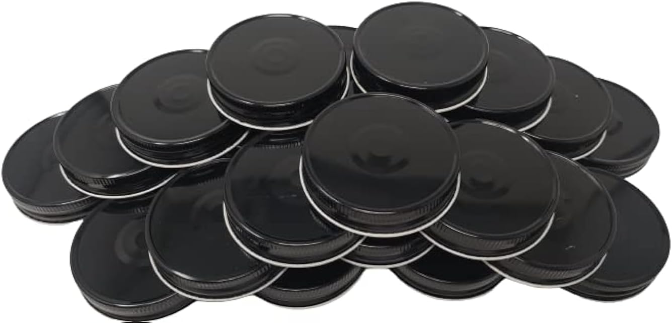 Kitchentoolz Mason Jar Lids Set of 24 Black