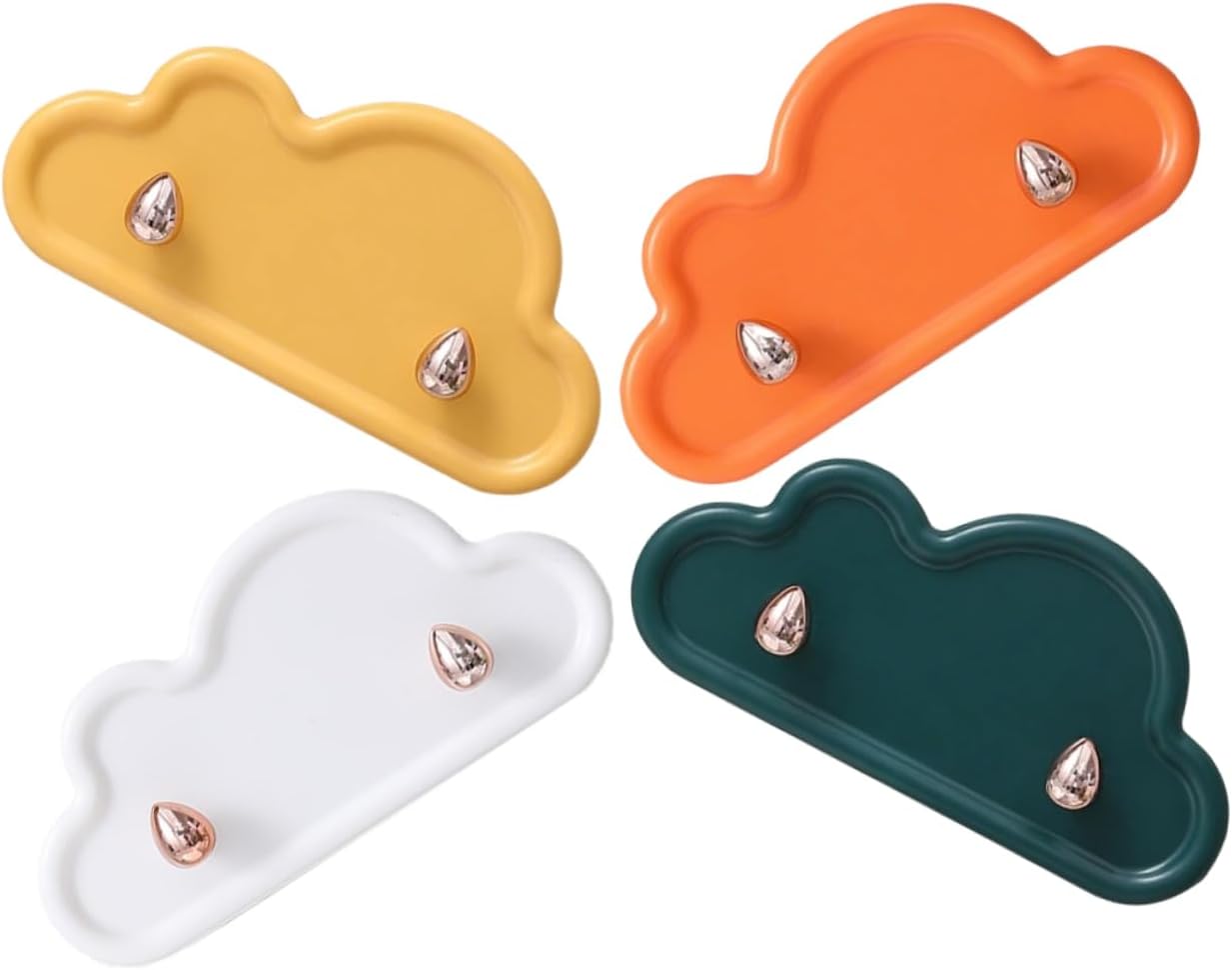 Homoyoyo 4pcs Cloud Shape Adhesive Wall Hooks Multipurpose Key Hangers