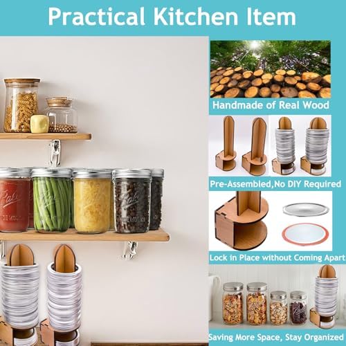 Mason Jar Lid Organizer Wood Storage for Canning Lids and Rings