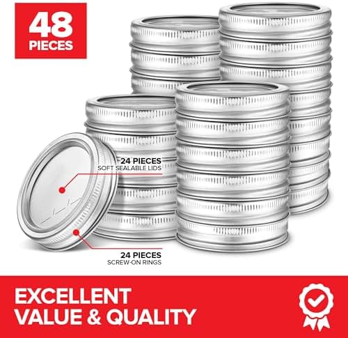 Stock Your Home 48 PC Canning Lids with Rings