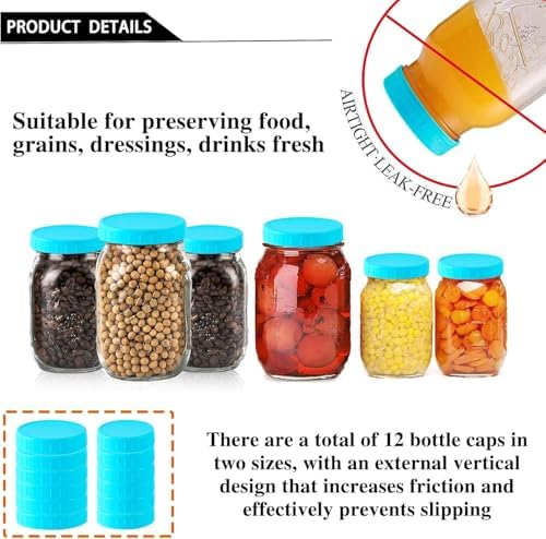 Tixill 20 Pcs Plastic Mason Jar Lids with Silicone Rings