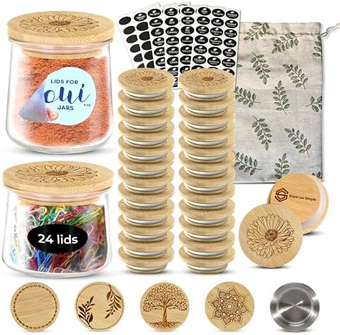 Super and Simple 24 Reusable Bamboo Lids for Oui Yogurt Jars 1