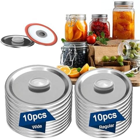 KIMTOUL Canning Lids 10 Pcs 276 in 339 in with Silicone Plugs
