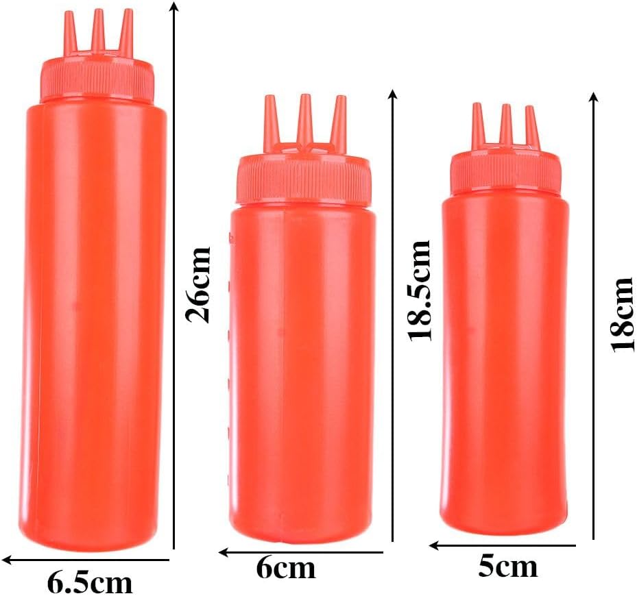3 Holes Condiment Squeeze Bottles for Mustard Vinegar and Oil
