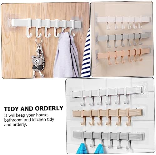 SEWOART 3pcs Bathroom Self Adhesive Hook Rack Black 6 Hooks 1