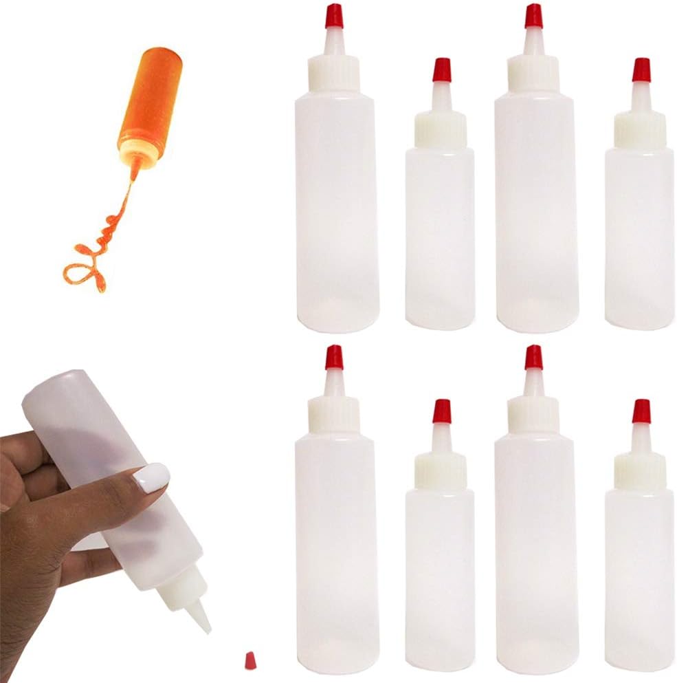8 Piece Clear Plastic Squeeze Bottles for Condiments