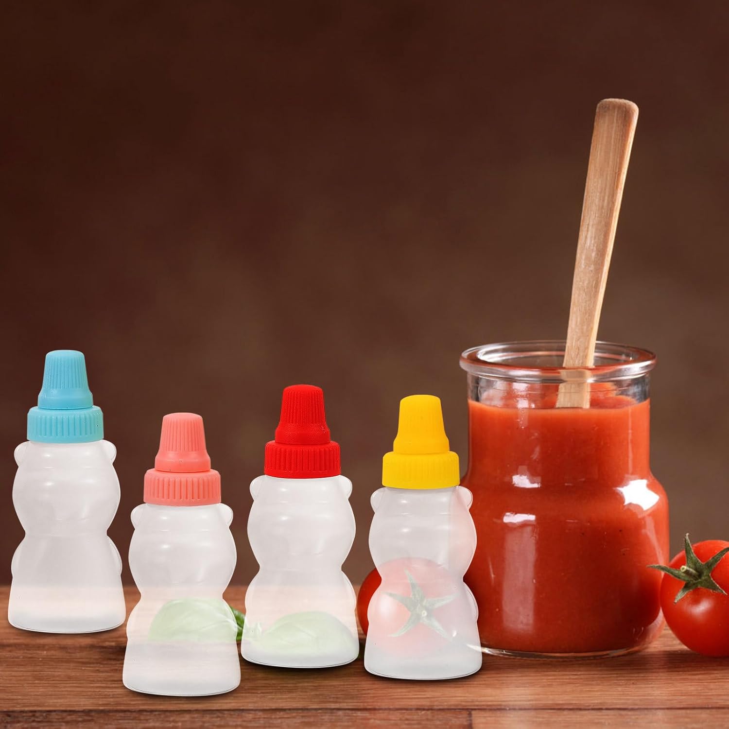 Homoyoyo 4pcs Mini Ketchup Bear Squeeze Bottles