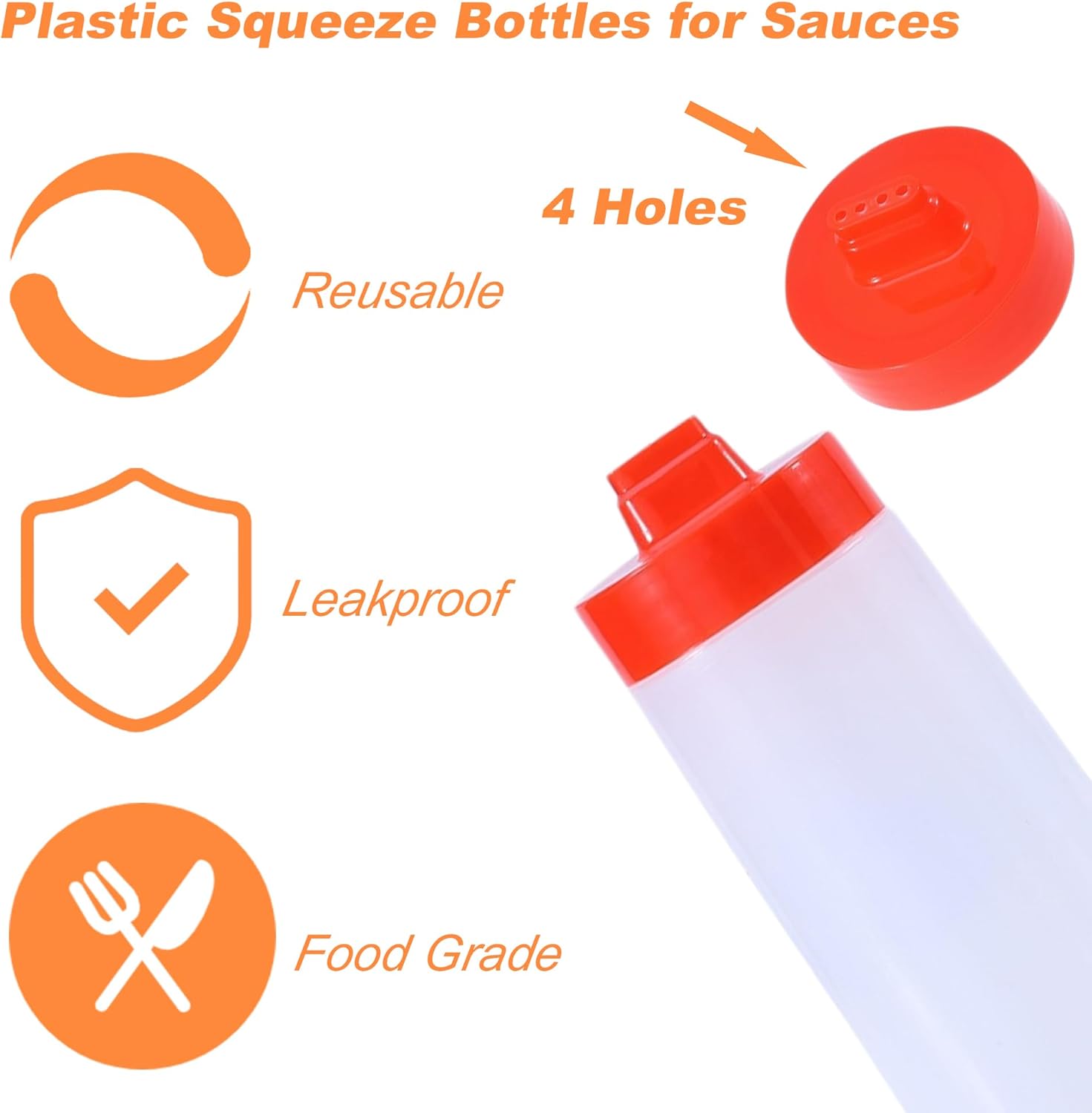 CATPAN 3PCS 8oz Plastic Squeeze Bottles for Sauces